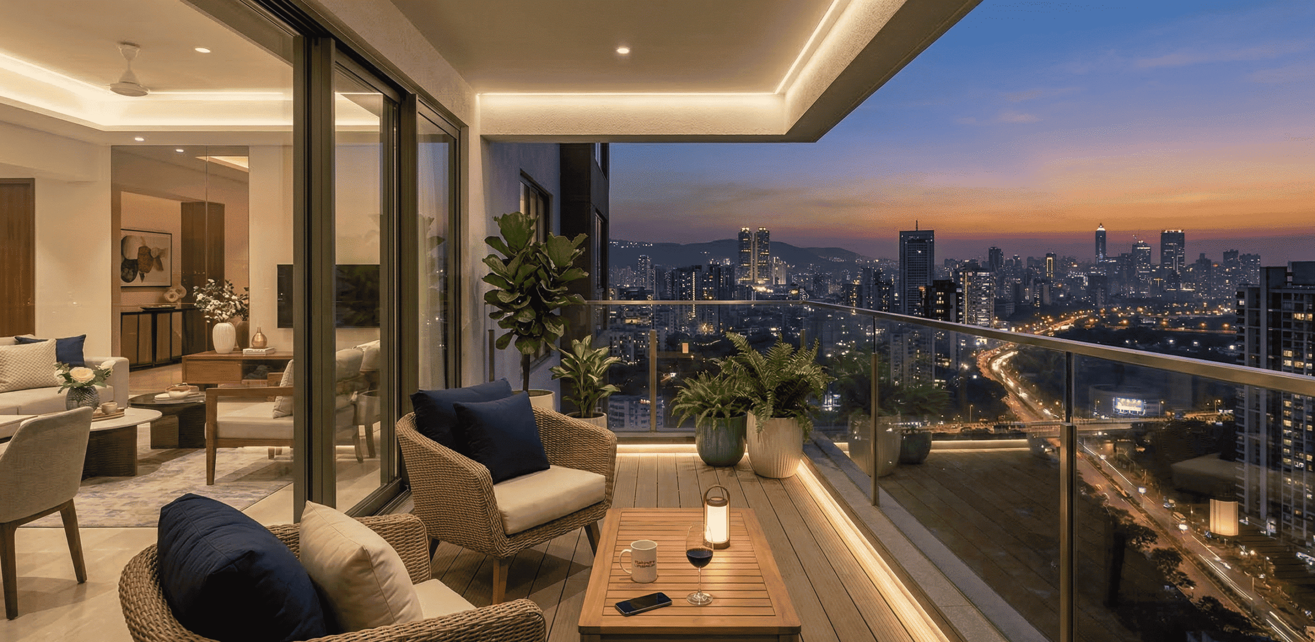 Balcony and cityscape view from Eaton Park